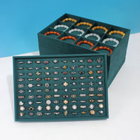 Dark Green Velvet Jewelry Display Tray for Necklaces, Rings, Bracelets, Earrings, and Pendants