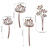 Rustic Iron Fern Lily of the Valley Dandelion Garden Stakes Outdoor Yard Decor