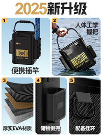 Benno Fishing Bucket New Rod Insert Folding Water Bucket Outdoor Live Fish Bucket for Wild Fishing Lure Fishing