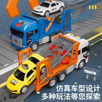 Large Flatbed Tow Truck Toy with Music and Story Functions for Kids, Roadside Assistance Engineering Vehicle