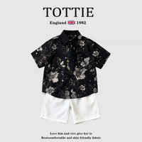 TOTTIE Boys' Vintage Print Shirt & Shorts Set for Performances