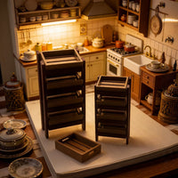 Miniature Dollhouse Kitchen Storage Rack with Four Trays