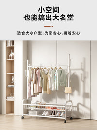 Foldable Garment Rack with Wheels, Freestanding Clothes Hanger for Bedroom, Small Indoor Drying Rack
