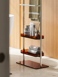 Acrylic Multi-Layer Bathroom Storage Shelf with Towel Rack, Freestanding