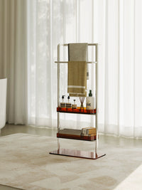 Acrylic Multi-Layer Bathroom Storage Shelf with Towel Rack, Freestanding