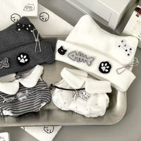 Punk Cat Outfit Set for 10cm/20cm Plush Dolls - Hat, Top & Necklace