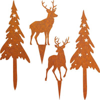 Halloween Christmas Rusty Metal Garden Stakes Outdoor Home Decor Ornaments