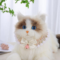 Hand-Knitted Pet Collar with Bell and Bow for Cats and Small Dogs