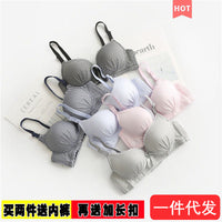 Teen Girls Wireless Bra and Panty Set, Push Up, Anti-Sagging, Thin Lace, Plaid