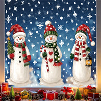 Large Christmas Snowman Window Clings PVC Cartoon Holiday Party Decor
