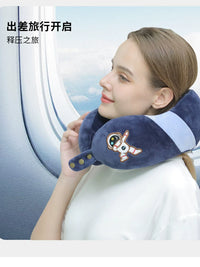 Cartoon U-Shaped Memory Foam Travel Neck Pillow for Airplanes and High-Speed Trains