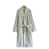 Women's Coral Fleece Thickened Striped Long Warm Flannel Nightgown