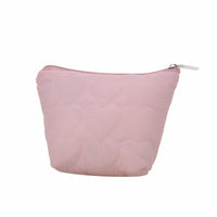 Quilted Heart Cosmetic Bag, Portable Travel Toiletry Pouch for Skincare & Makeup