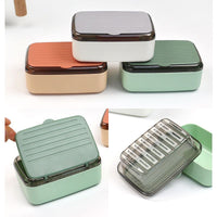 Portable Double-Layer Soap Dish with Lid and Drain for Travel and Home Use