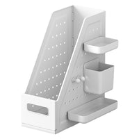 Multifunctional Pegboard Bookends and Desk Organizer with Foldable Book Storage