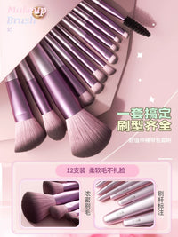 12-Piece Makeup Brush Set with Storage, Soft Synthetic Bristles for Beginners - Eyeshadow, Powder, Blush, Concealer, Highlight