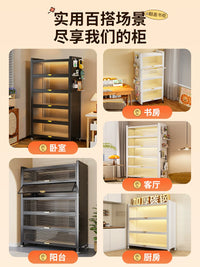 Steel Bookcase with Doors, Floor-Standing Storage Cabinet for Living Room and Kids' Room