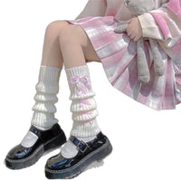 Japanese Lolita Knit Leg Warmers Y2K Style Warm Stacked Socks for Women