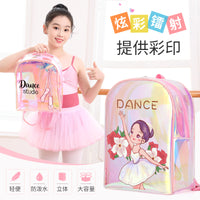 Kids' Waterproof Dance Backpack for Girls, Transparent PVC Shoulder Bag for Ballet Latin Dance