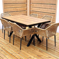 Outdoor Rattan Wicker Patio Dining Set with Chairs and Table, Weather-Resistant for Garden Balcony