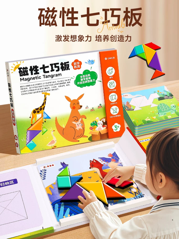 Magnetic Tangram Puzzle Set for Kids, Educational Toy for Early Math and Spatial Reasoning