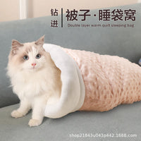 Soft Plush Cat Sleeping Bag Bed for Winter Warmth and Comfort