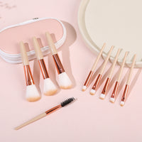 9-Piece Mini Makeup Brush Set with Travel Case - Powder & Eyeshadow Brushes