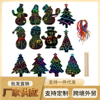 Factory Wholesale Christmas Rainbow Scratch Paper for Kids Painting and Graffiti, DIY Scratch Art Christmas Gift