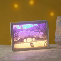 Creative 3D Paper Carving LED Night Light with Mirror, DIY Material Kit for Valentine's Day, Birthdays, and Gifts