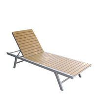 Waterproof Outdoor Beach Folding Lounge Chair for Villa Pool Hotel, Sunscreen Plastic Wood Single Lounger