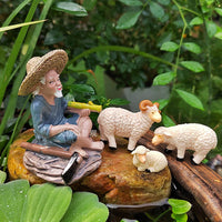 Miniature Sheep & Farmer Figurines for Terrariums & Micro Landscapes