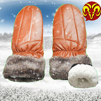 Genuine Sheepskin Leather Gloves for Men and Women, Full Finger, Warm Winter Gloves with Thick Cotton Lining