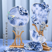 DIY Tie-Dye Fan Kit with Miao Silver Embellishments for Mid-Autumn Festival