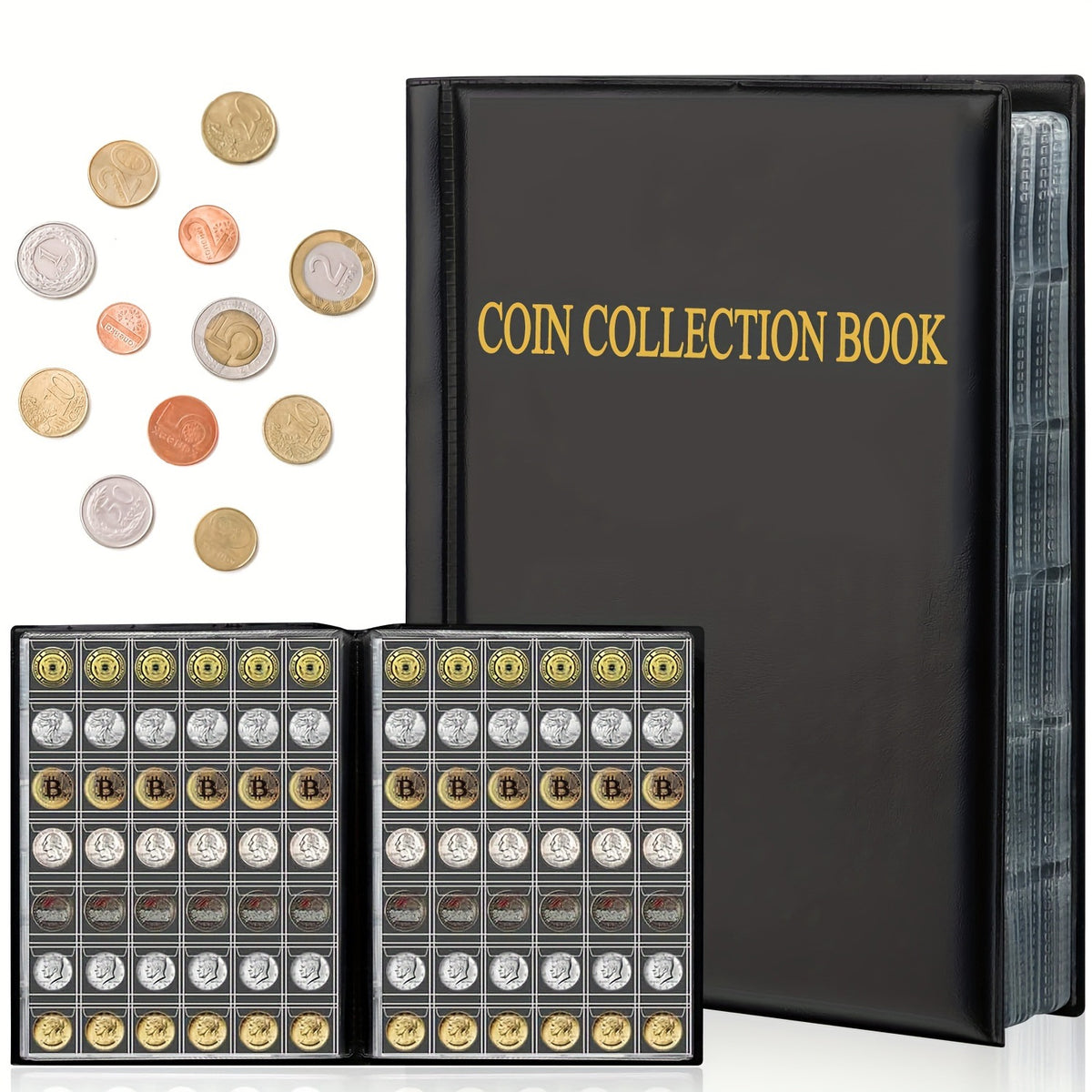 Large Capacity 420-Pocket Coin Collection Album for Commemorative Coins, Stickers, and Badges