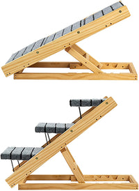 Bamboo Solid Wood 2-in-1 Pet Ramp Dog Stairs Outdoor Vehicle Pet Supplies Adjustable Non-slip