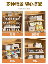 Retractable Under-Shelf Shoe Rack Organizer for Cabinets and Wardrobes, Space-Saving Storage Shelf