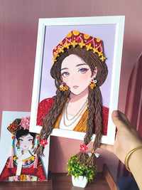 Ethnic Minority Paper Quilling Art Kit with Frame for Beginners