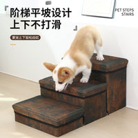 Pet Supplies Dog Stairs Storage Cat Household Three-Layer Steps for Dog Bed Sofa Golden Retriever Portable