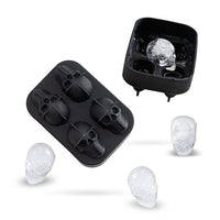 Halloween Skull Silicone Ice Cube Tray for Whiskey & Cocktails, 4-Cavity DIY Mold