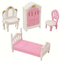 Dollhouse Miniature Bedroom Furniture Set for Kids, Pretend Play Simulation Interior Decor