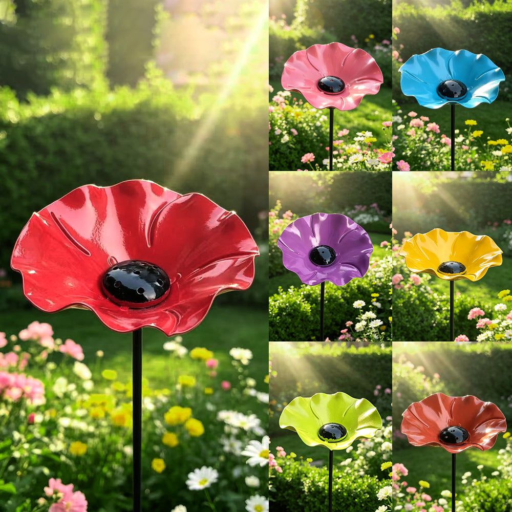 Outdoor Wrought Iron Flower Bird Feeder for Garden & Patio Decoration