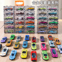 Die-cast Alloy Toy Car Set with Storage Box, Mini Racing Vehicles for Boys