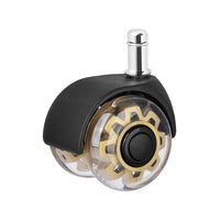 2-inch Transparent PU Caster Wheels for Office and Gaming Chairs, Silent Swivel Casters