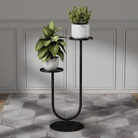Luxury Metal Plant Stand with Rock Slab Shelves, Multi-Tier Indoor/Balcony Flower Pot Holder