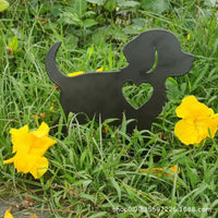 Metal Dog Silhouette Garden Stake Outdoor Yard Art Decoration