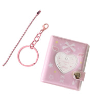 Bowknot 2-inch Heart Hollow Photo Album Keychain for Students, Mini Photo Storage Book for Girls