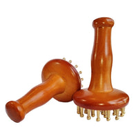 Sandalwood Meridian Massage Brush for Body Slimming and Lymphatic Drainage, Pure Brass Scraping Tool for Abdominal Fat Burning