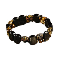 Men's Gold Obsidian and Tiger Eye Beaded Bracelet