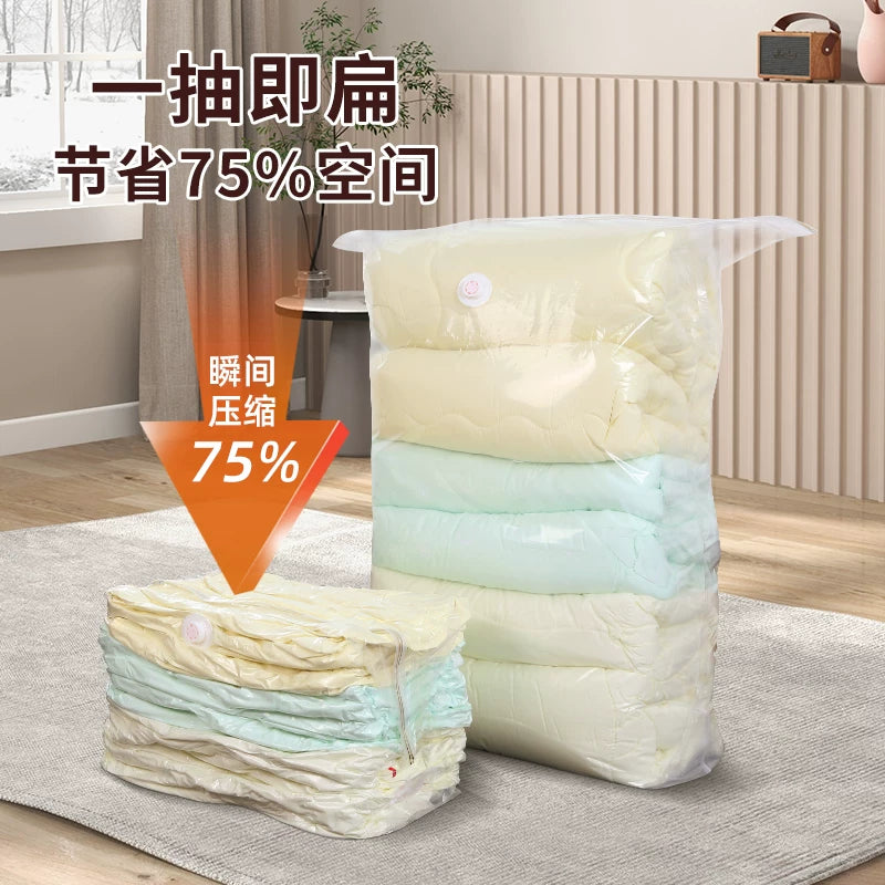 3D Vacuum Compression Storage Bags for Clothes, Quilts, and Travel - No Pump Needed