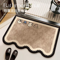 Cartoon Diatomaceous Earth Bath Mat for Bathroom, Super Absorbent Non-Slip Floor Mat for Sink, Toilet, and Doorway